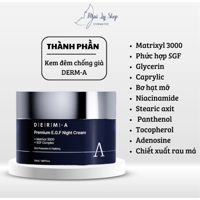 Kem Đêm Chống Già Cao Cấp DERM-A Premium E.G.F Night Cream
