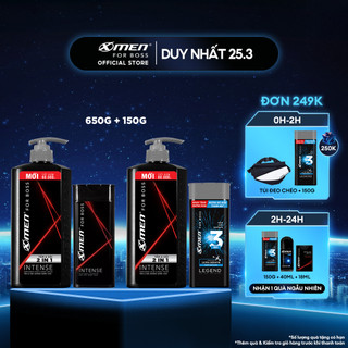 Combo Tắm Gội X-Men for Boss Intense 2IN1 650g và Dầu gội X-Men for Boss Intense 150g / Tắm gội dưỡng 3in1 Legend 150g