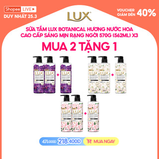 Marathon Live -  Sữa Tắm Lux Botanical Hương Nước Hoa Cao Cấp Sáng Mịn Rạng Ngời 570G (562ML) X3