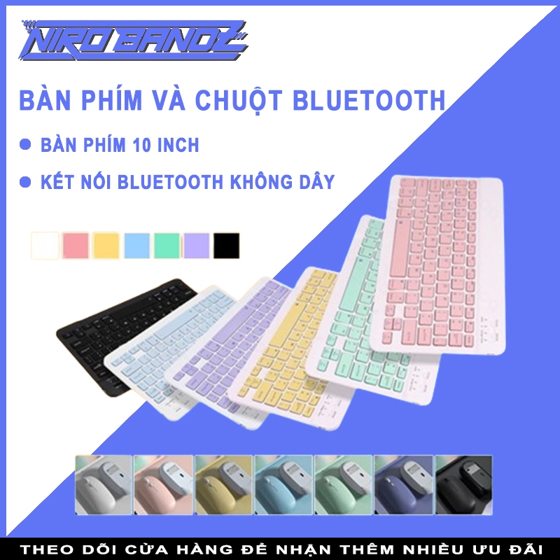Set bàn phím không dây bluetooth và chuột hoạt động yên tĩnh cho IOS Android Windows Tablets Redmi Huawei Ipad