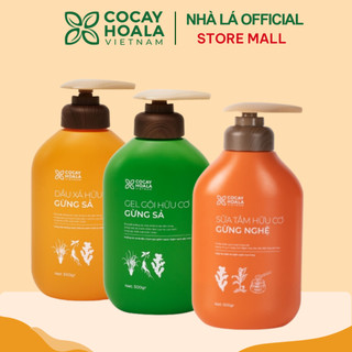 Combo Dầu Gội Xả Hữu Cơ Gừng Sả Cỏ Cây Hoa Lá 500g + Sữa Tắm Thảo Dược Hữu Cơ Gừng Nghệ COCAYHOALA VIETNAM 500g