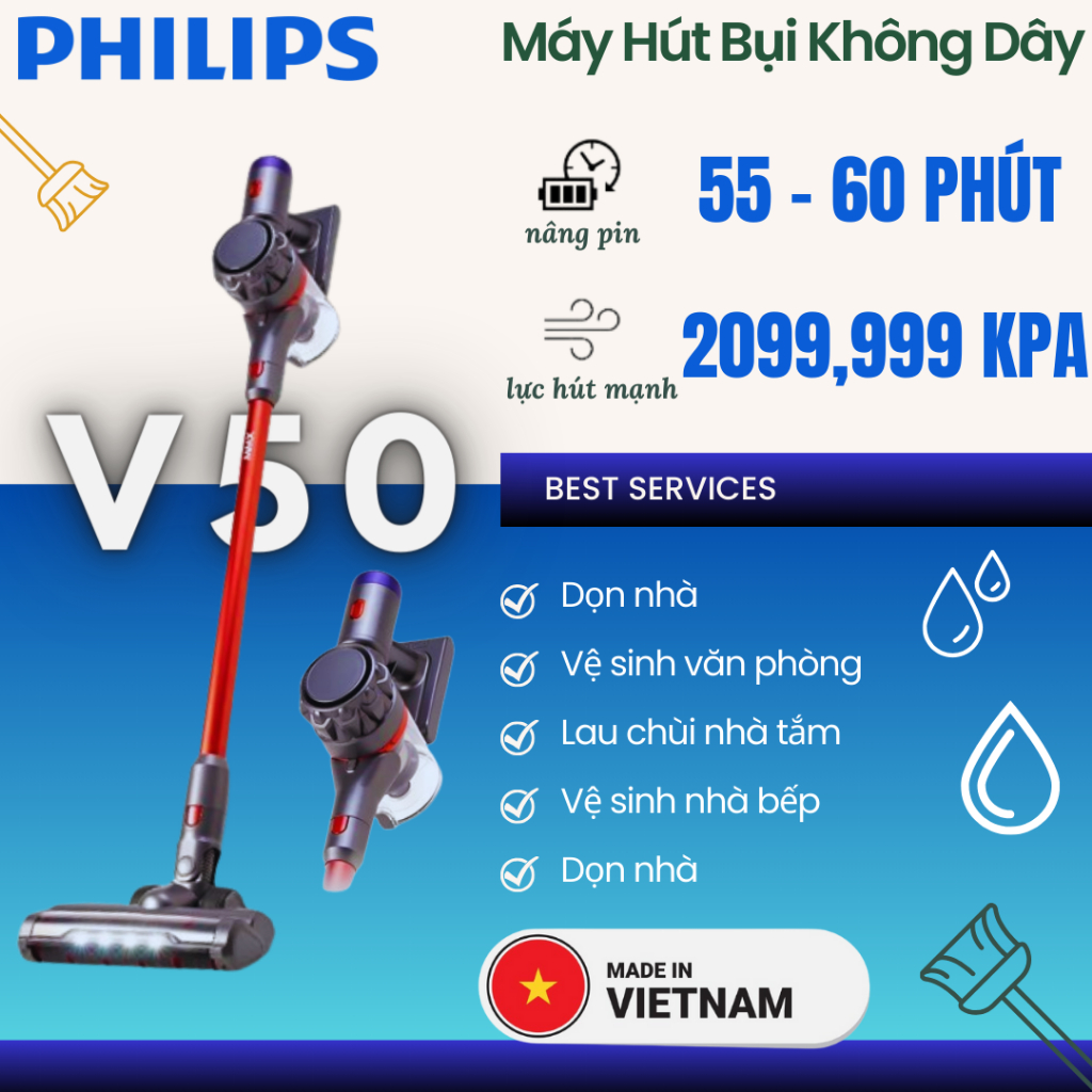 Máy hút bụi V-50 không dây Máy hút bụi cầm tay không dây Mite dành cho gia đình văn phòng