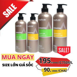 Cặp Dầu Gội Xả Marubi keratin collagen siêu mượt 750ml