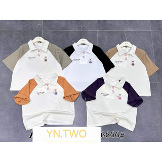 Áo PoLo thêu phối màu dễ thương qccc