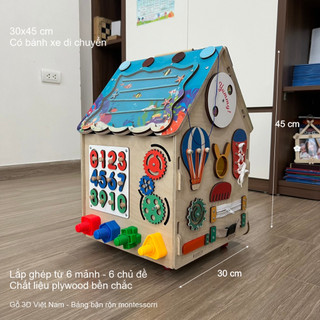 Bảng bận rộn ngôi nhà bằng gỗ, busy board lắp ghép