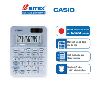 Máy Tính Để Bàn Casio MS-7UC (10 Số) Chính Hãng - Màu Sắc Trendy, Tích Hợp Tính Thuế TAX & Lợi Nhuận
