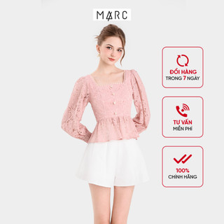 Áo Ren Tay Dài MARC FASHION Cổ Vuông Thắt Nơ Lưng - FASH123123