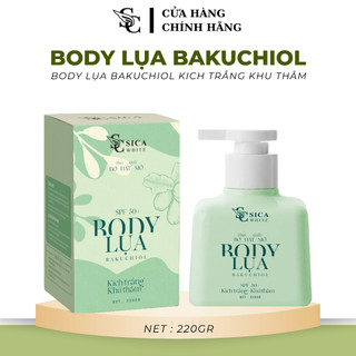 [HÀNG CHÍNH HÃNG] BODY LỤA BAKUCHIOL DẠNG VÒI NHẤN TIỆN LỢI 220gr Tinh chất bơ hạt mỡ, hỗ trợ sáng da - SICA WHITE