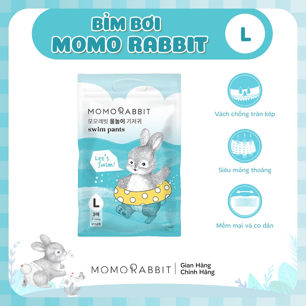 [MỚI] Bỉm bơi Momo Rabbit 2024 - size L - 3 miếng - 7-14kg