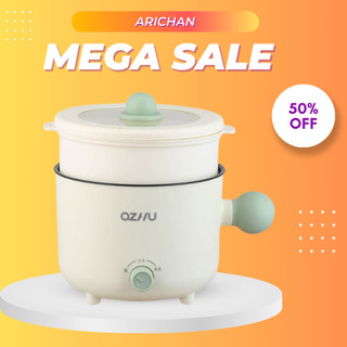 Nồi Lẩu Điện Mini Đa Năng, Ca Nấu Mì Ozhu 2 Nấc Nhiệt Tặng Kèm Giá Hấp Dung Tích 1.8L Công Suất 600W Chất Liệu Cao Cấp