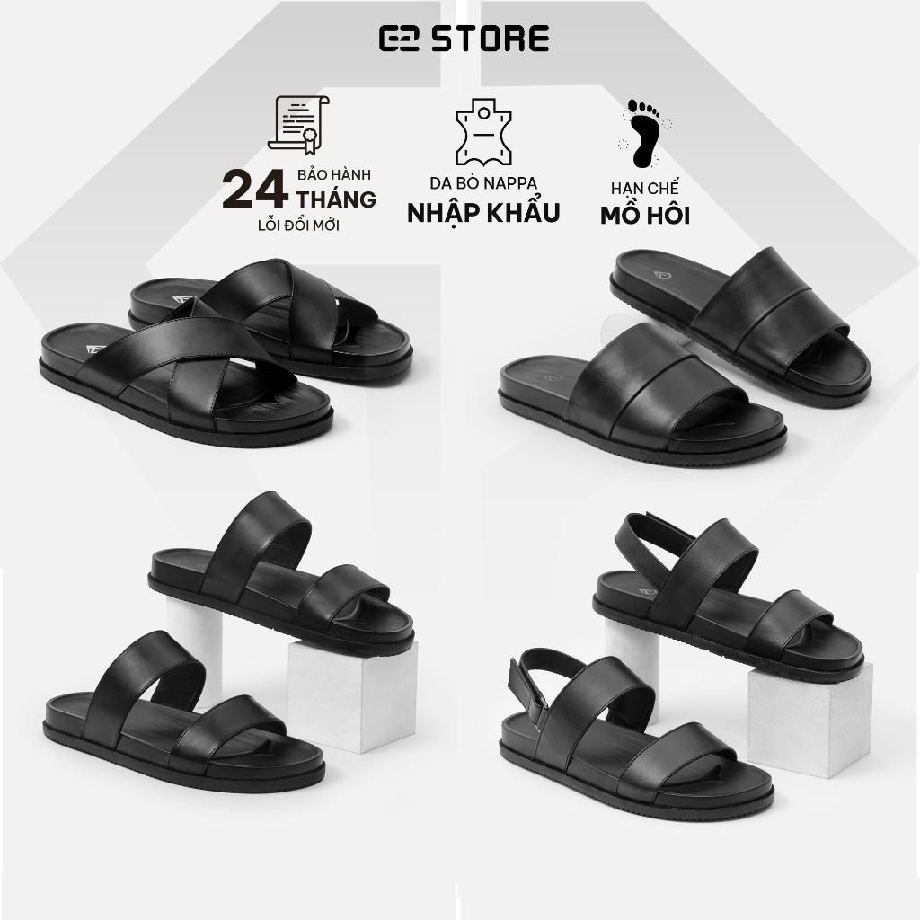 Dép da nam G2 kiểu dép đi biển thời trang, dép quai chéo da thật chống hôi chân, sandal quai hậu nam