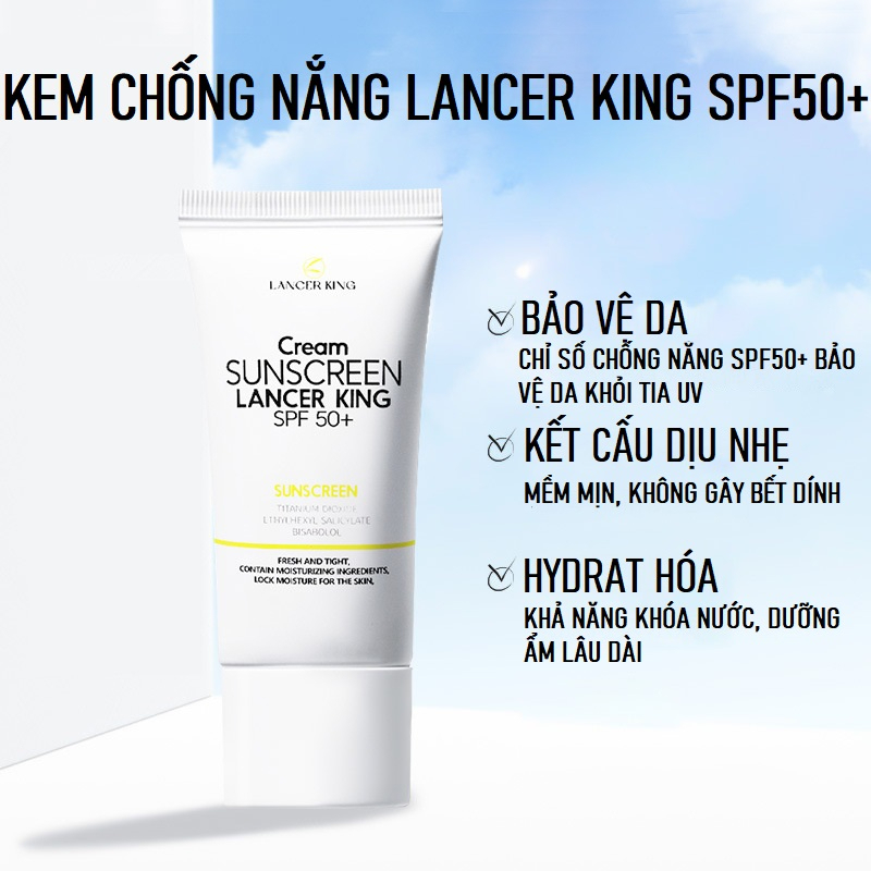 Kem chống nắng LanCer King Dưỡng ẩm nâng tone da SPF50 PA+ Sunscrean 60g