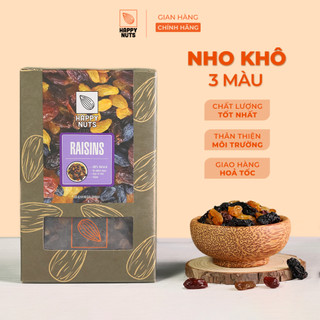 Nho khô 3 màu HAPPY NUTS - Sấy, không đường 250gr, 500g