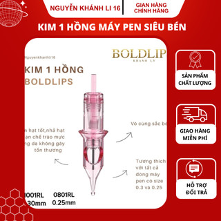Kim phun xăm hộp 20 kim chính hãng, kim 1 hồng máy pen Boldlips siêu bén an toàn sức khỏe