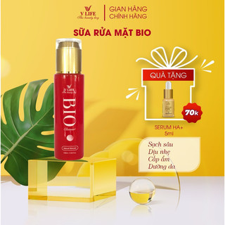 Sữa rửa mặt sinh học V LIFE BIO Cleanser 100ml + Tặng Serum 5ml: cho da dầu mụn, da khô dưỡng ẩm cho da