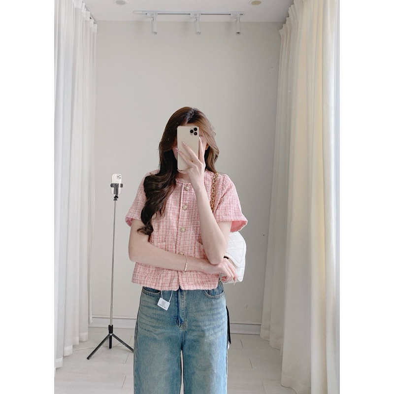 Áo dạ tweed cộc tay 2 lớp qc khuy vàng Samhyewear | BigBuy360 - bigbuy360.vn