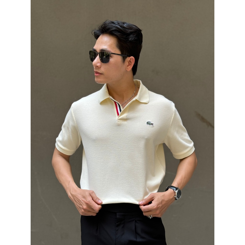 Áo Polo LC chất cotton gai Pique 4 chiều xịn sò basic thêu 3 sọc táo bạo cổ áo