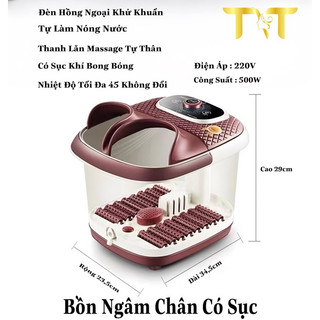 Bồn ngâm chân đỏ tự làm nóng nước có sục khí