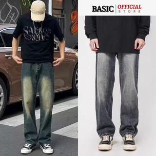 Quần jean nam cạp cao ống suông rộng, quần bò baggy nam phom xuông chất jeans mềm, dày dặn xu hướng 2024