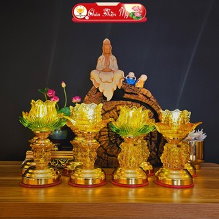 Đèn bàn thờ hoa sen có led nhiều mẫu chân thiện mỹ, đồ thờ cúng, trang trí bàn thờ cao cấp