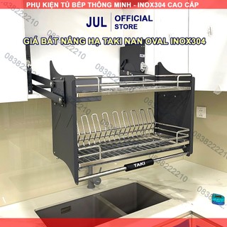 Giá nâng hạ bát đĩa, kệ úp chén nâng hạ inox304 taki nan oval