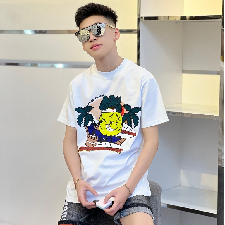 Áo Thun DSQ2 In quả dứa cute đi biển, áo phông nam nữ cực hót cho mùa hè đi biển năm nay