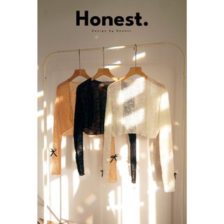 Áo Khoác croptop Ren coquette Nữ Phối Nơ mùa hè - Honest Store - mùa hè