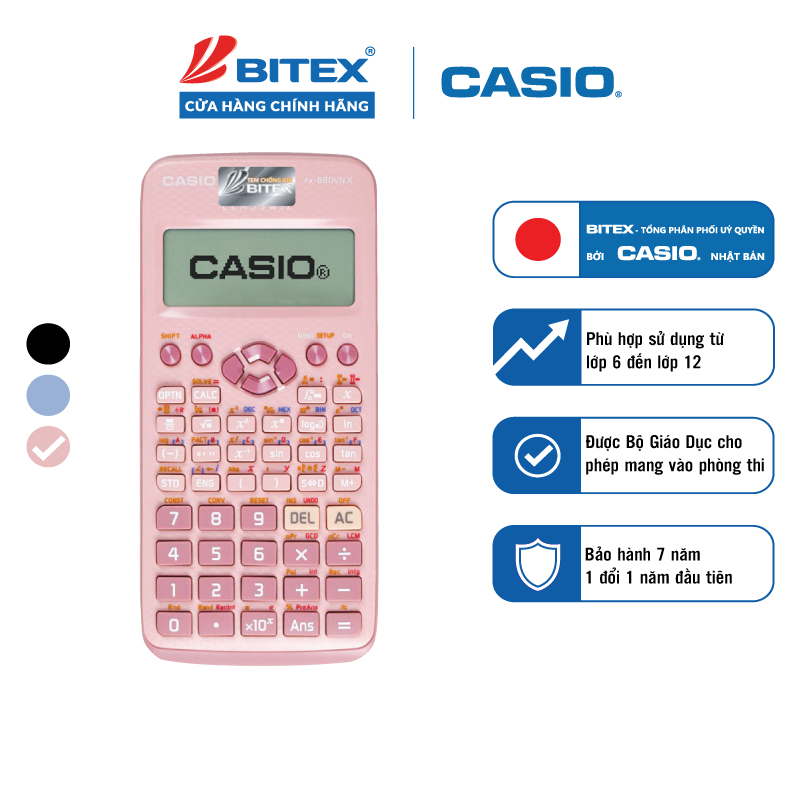 Máy Tính Casio Fx-580VN X Sắc Màu - Hồng Trẻ Trung