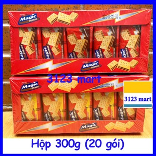 (hsd 03/2025) Bánh Quy Cracker MAGIC kẹp 2 lớp kem socola, bơ Jack 'n Jill, hộp 20 gói 300g