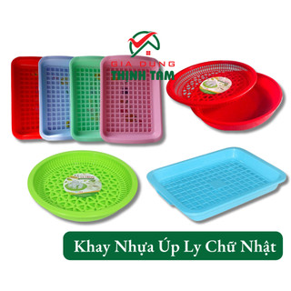 [THỊNH TÂM] Khay Nhựa Úp Ly Chữ Nhật, Tròn Đựng Ấm Chén Trà