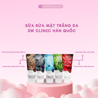 Sữa rửa mặt trắng da 3W Clinic Hàn Quốc chiết xuất từ thiên nhiên giúp sạch khuẩn trắng da giảm dầu mụn 100ml