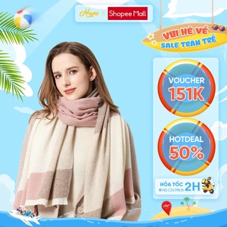 Khăn choàng cổ HUMI quàng cổ nữ lông cừu tự nhiên mềm mịn giữ ấm mùa đông thoáng khí không kích ứng