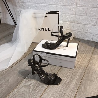 Xả kho- dép sandal quai mảnh da bóng gót dẹt nhọn