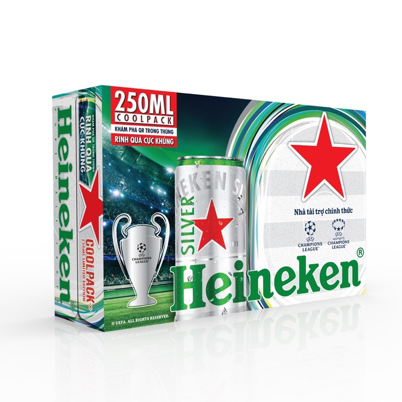 Thùng 24 lon bia Heineken Sliver cool pack 250ml