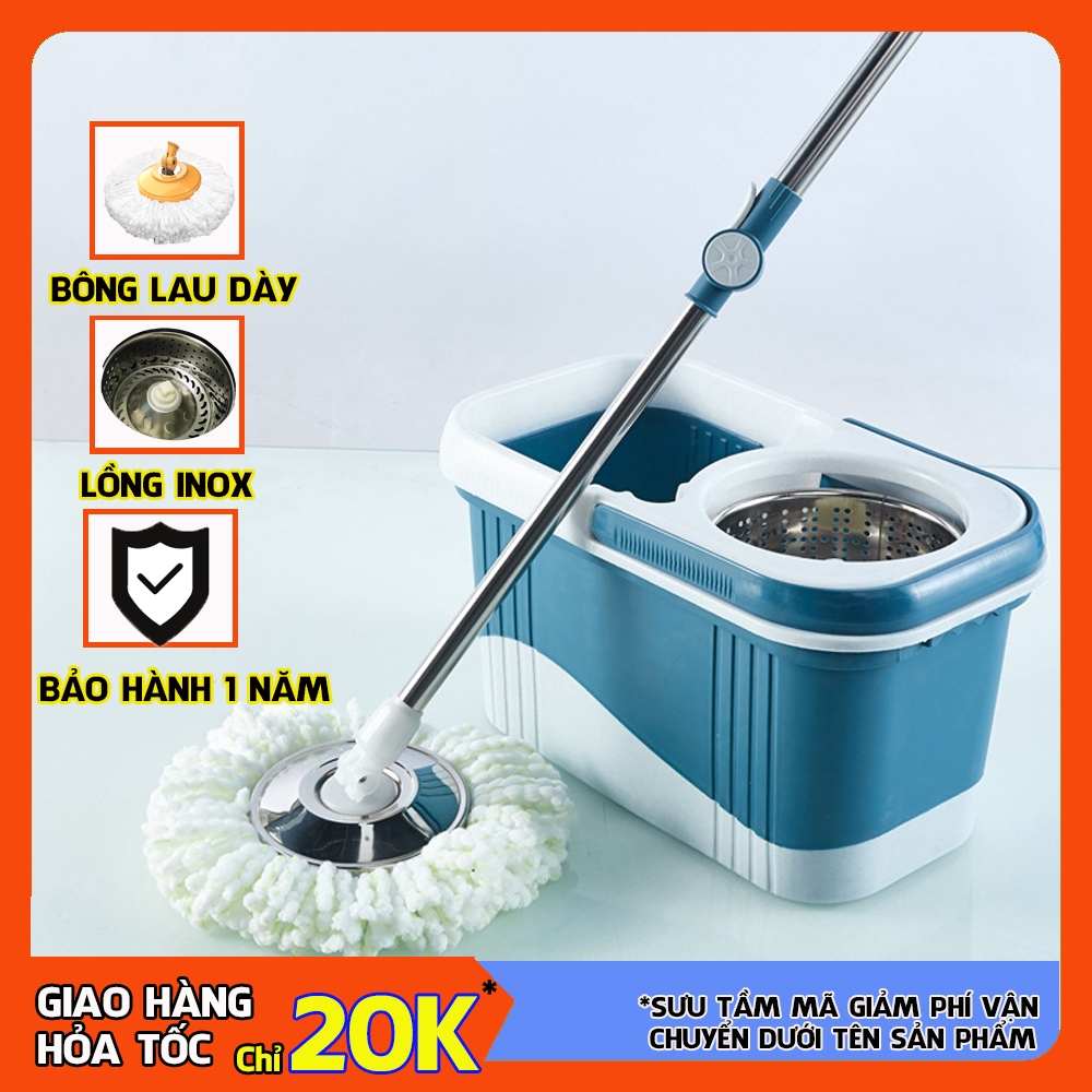 [FREESHIP 100%] TRỌN BỘ Chổi lau nhà tự vắt thông minh xoay 360 độ, THÙNG VÀ CÂY LAU, có bánh xe