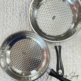 Combo 2 chảo chống dính vân tổ ong chất liệu inox 304 đường kính 24cm và 26cm dùng cho mọi loại bếp, chống xước chống gỉ