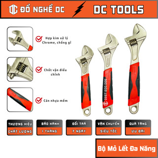 Bộ 3 mỏ lết đa năng, cờ lê vặn đai ốc 8''200mm 10''250mm 12''300mm dc tools thép cao cấp dùng để sửa chữa vật dụng