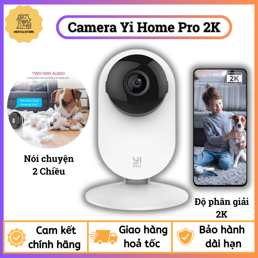 New 2024 Camera quan sát Yi Home Pro 2K(2304x1296) (3M) Megapixel - Đàm Thoại 2 Chiều - Chống Nước - Bảo hành 12 tháng