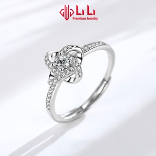  Nhẫn bạc nữ LiLi S925 đính đá CZ cao cấp hình cỏ 4 lá may mắn Lana LILI_372838 