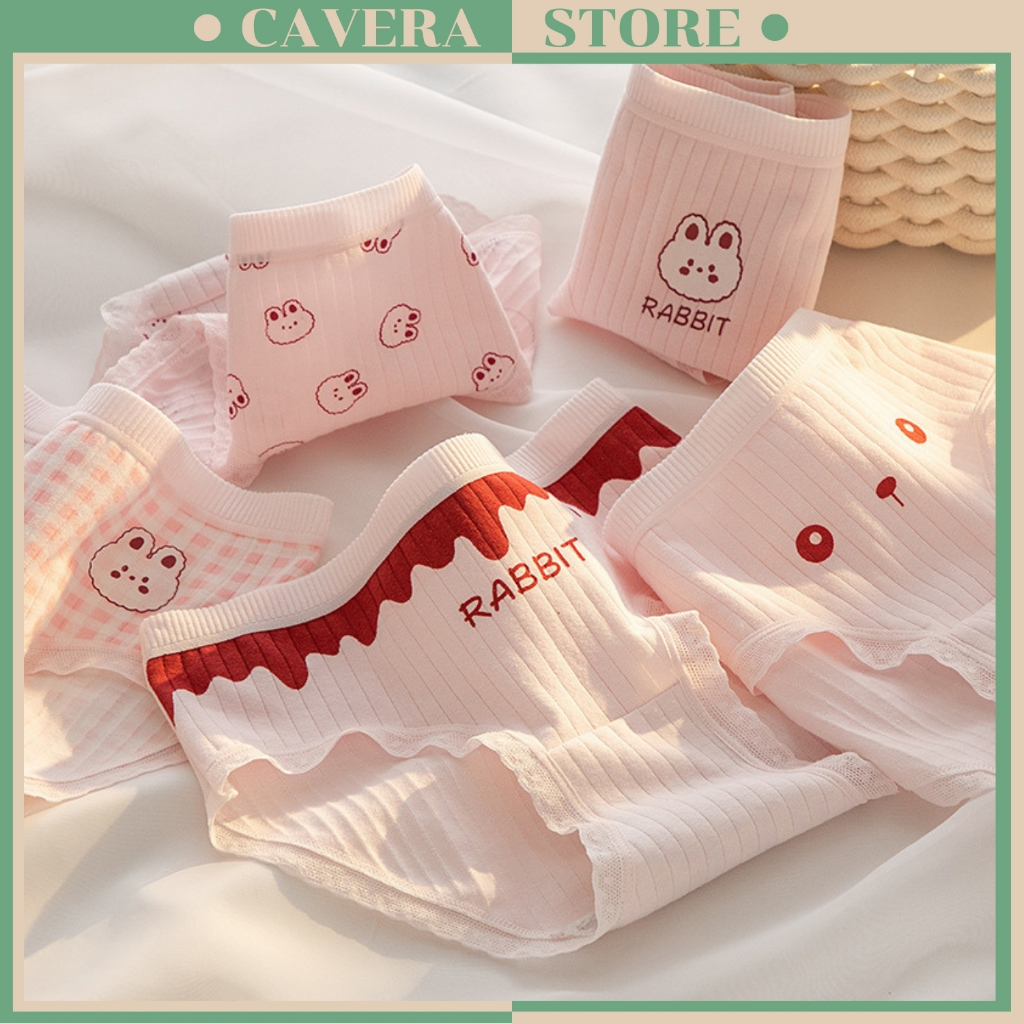 Quần lót nữ cotton họa tiết chú thỏ xinh, Quần chíp nữ thoáng khí, ngăn mùi kháng khuẩn CAVERA LY.11
