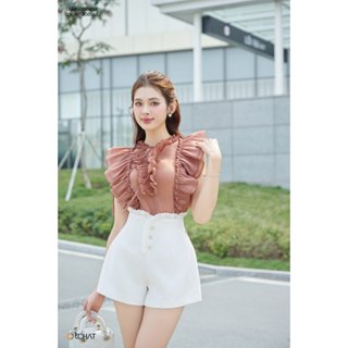  Áo Kiểu Nữ CCHAT Tay Bèo Cổ V Chất Voan Phong Cách Trẻ Trung Thanh Lịch 12ANV2006ST 