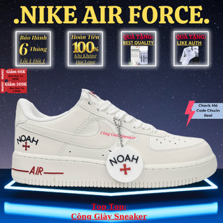 Giày sneaker_nike_air_forxe 1 low noah cream white red, giày af1 noah phản quang. full combo