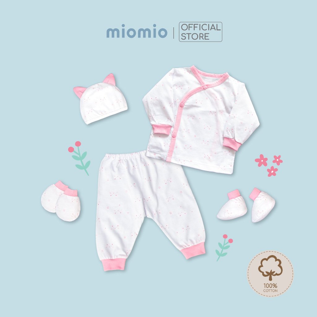 Set 5 Món Đồ Dài Áo Cài Chéo Sơ Sinh MIOMIO - Cho Bé Trai, Bé Gái (Từ 0-3M), Vải Cotton