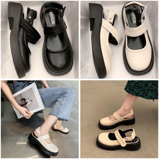   HÀNG QC  Giày sục nữ quai hậu mũi tròn đế cao siêu êm phong cách Anh quốc 