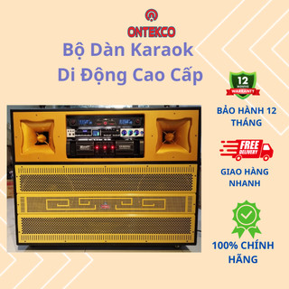 Bộ dàn karaoke di động chính hãng ontekco 3340i all in one linh kiện cao cấp, có bánh xe