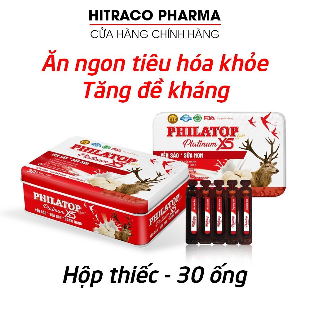 Philatop Platinum X5 (hộp thiếc) yến sào sữa non giúp ăn ngon tiêu hóa tốt, tăng sức khỏe, sức đề kháng - 30 ống