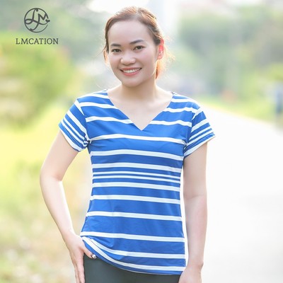 Áo thun thể thao đa năng LMcation Hadley - Xanh sọc trắng