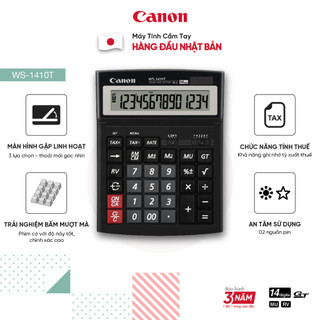 Máy tính để bàn canon calculator ws-1410t | thiết kế màu đen sang trọng | linh hoạt với 3 nấc gập | phím nảy vượt trội