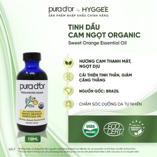 Tinh dầu cam ngọt organic nguyên chất PURA D'OR Therapeutic Grade Sweet Orange Essential Oil 118m