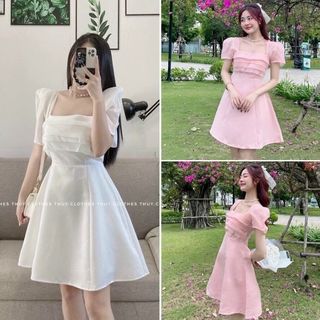 Váy kiểu nữ tiểu thư sang chảnh đầm nữ vai bồng mặc dự tiệc sự kiện siêu hot( có mút ngực) V613 - LOZADO